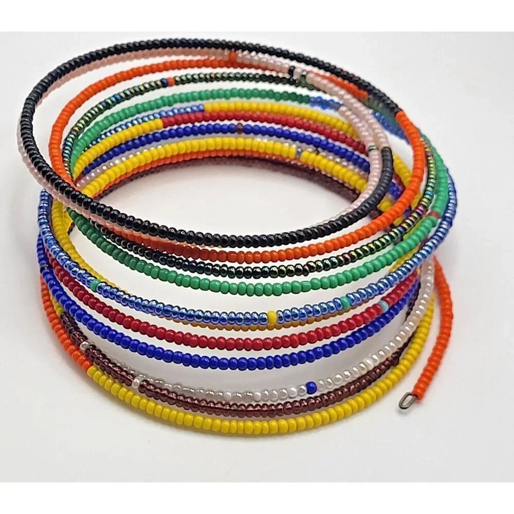 Masai Seed Bead Rainbow Wrap Bracelet 2.25in